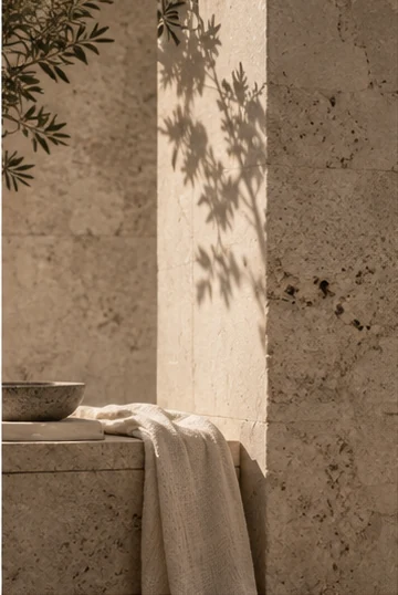 Sunlit stone and soft shadows